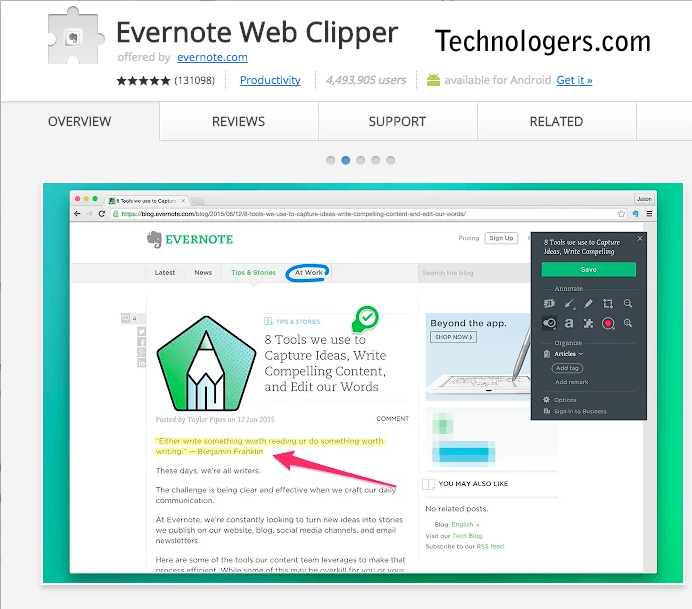 extension evernote chrome