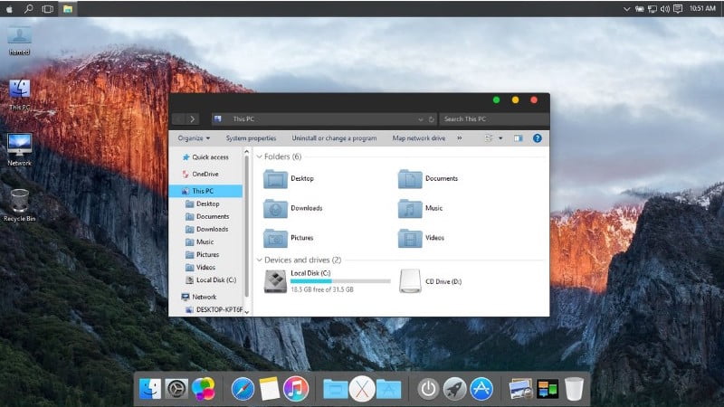 how to make windows 10 look like mac os x