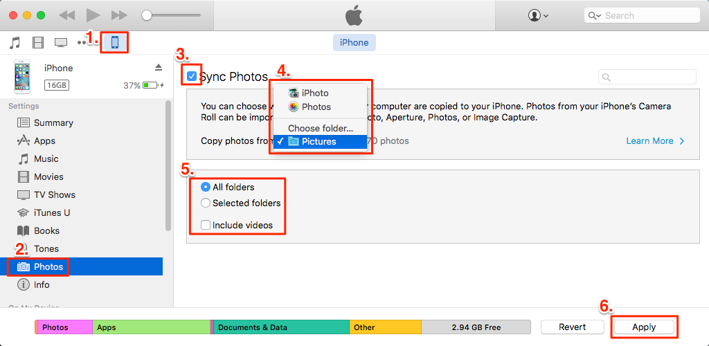 Transfer Photos From iphone To computer using itunes