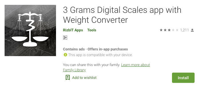 3 Grams Digital Scales app