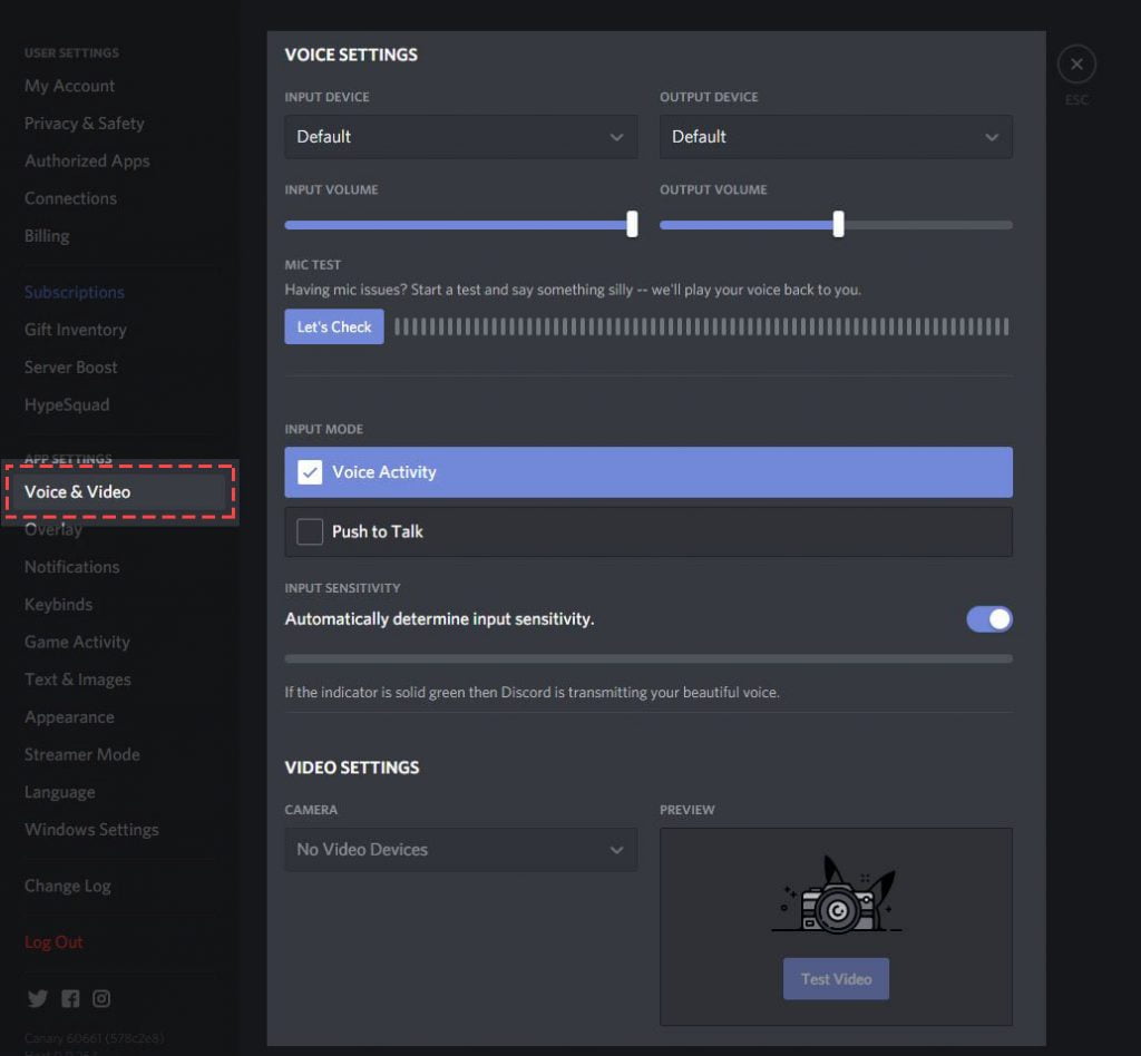 Camera settings for discord