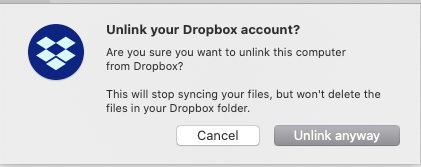 Unlink your Dropbox account3
