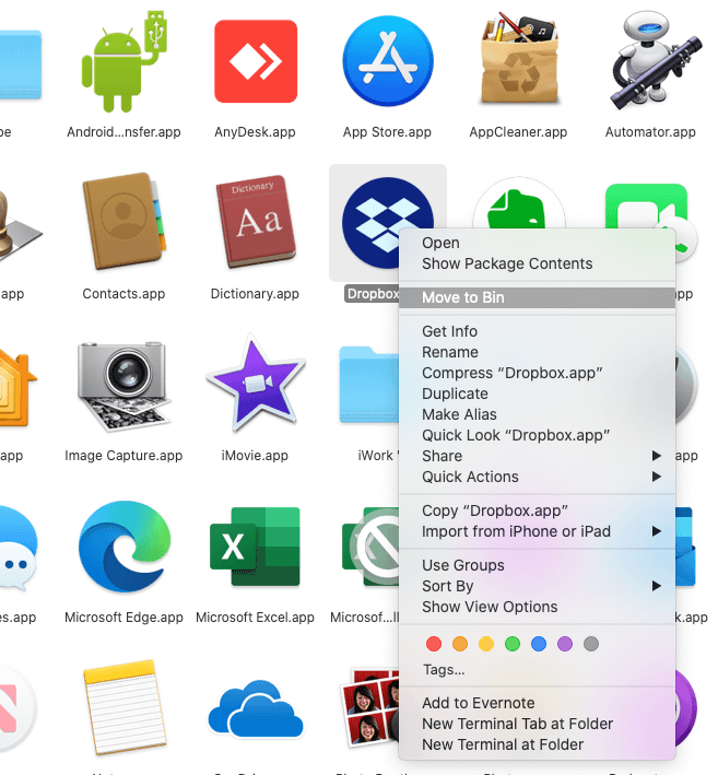 remove dropbox mac