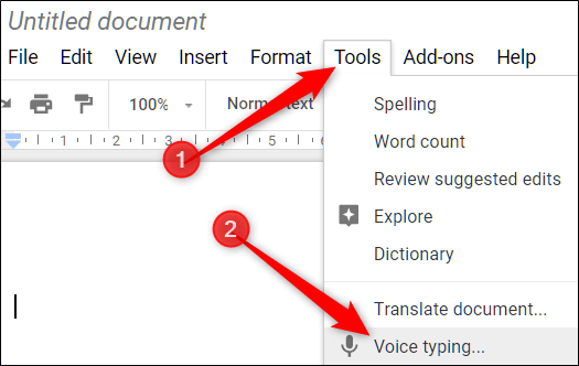 Google Docs Voice Typing