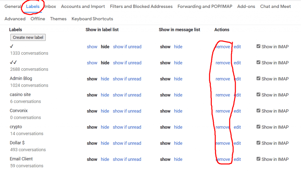 how to remove a label in gmail